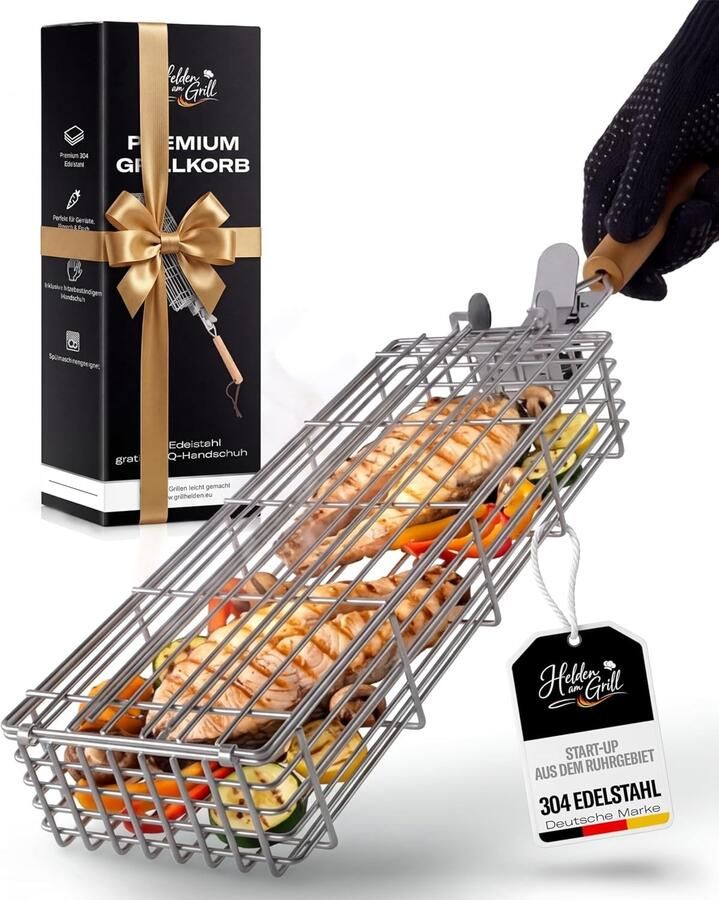 BBQ-grillmand Roestvrij staal 30 x 10 8 x 5 cm Duurzaam en Vaatwasmachinebestendig Voor Barbecuefans