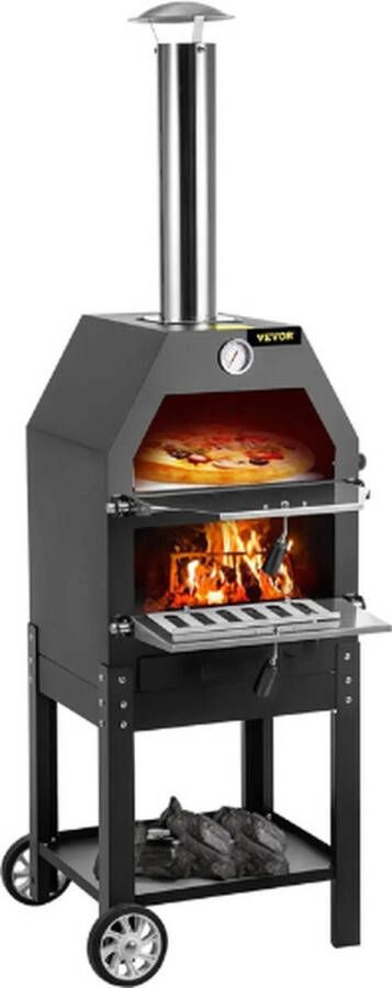 BBV Pizzaven Pizzaovens Oven Buiten Houtgestookt Wielen & Handgreep 2-Laags