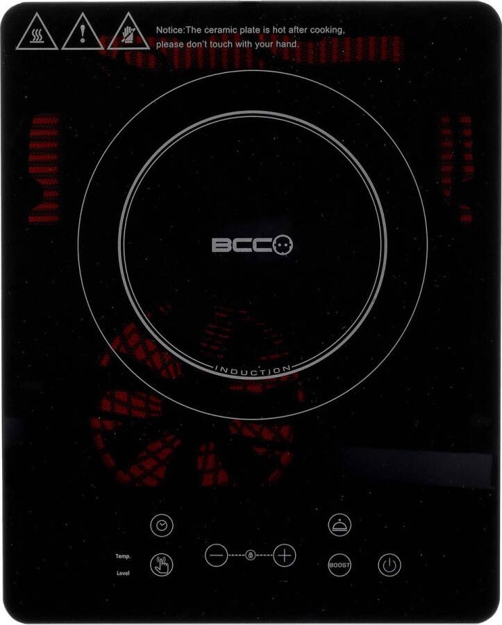 BCC inductie kookplaat vrijstaand 1 pits 2000W Touch display Warmhoudplaat Zwart