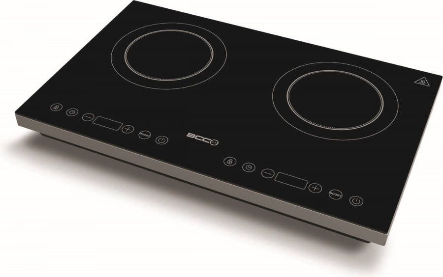 BCC inductie kookplaat vrijstaand 2 pits 3500W Touch display Warmhoudplaat Zwart