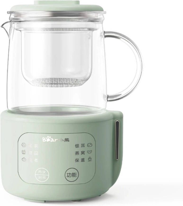 Bear Mini Waterkoker 0 4L – Touch Control & 6 Functies – Borosilicaatglas & Filter – 430W – Compact & Stijlvol Ontwerp