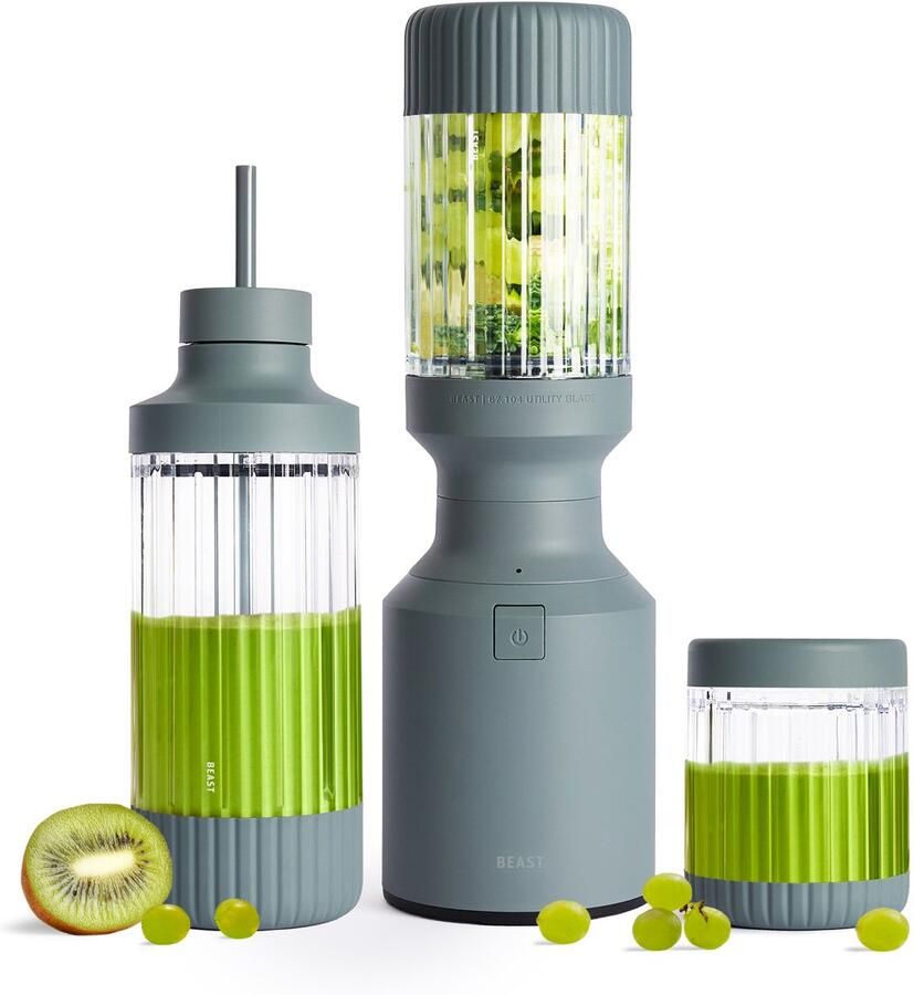 Beast Blender 3 To-go bekers 785 ml Smoothie maker met bewaardoppen drinkdop en draagdop 850 W Ideaal voor smoothies en sauzen Mist