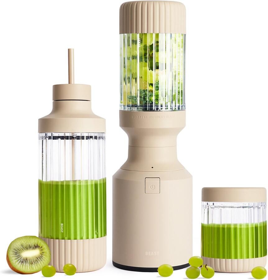 Beast Smoothie blender 850 W krachtige mixer met 3 draagbare Tritan-flessen 785 ml roestvrijstalen deksels en messen smoothiemaker voor milkshakes sauzen en meer zand