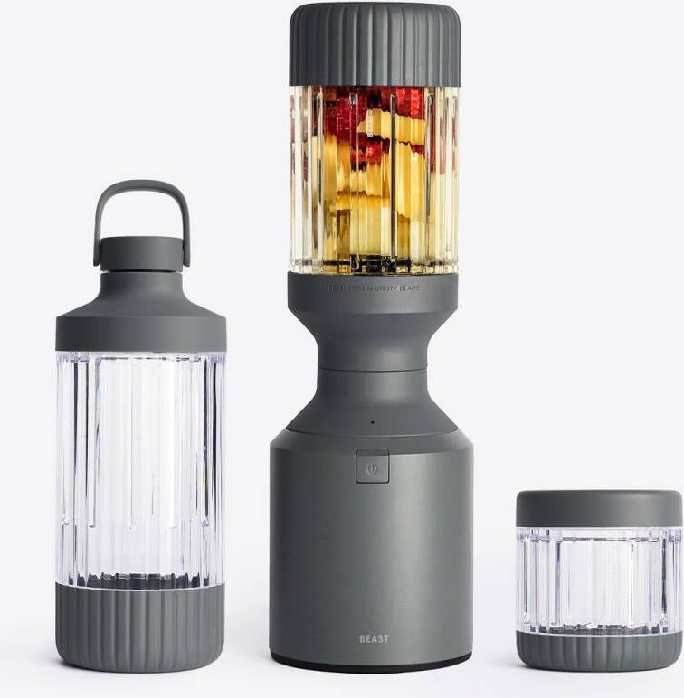 Beast Krachtige Blender 3 To-go bekers 1200 ml Smoothie maker met bewaardoppen drinkdop en draagdop 1200 W Ideaal voor smoothies en sauzen Donkergrijs - Foto 2