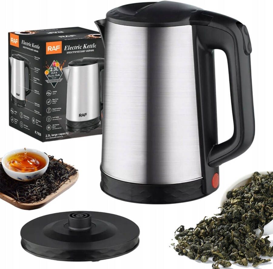 Bedee 1800W 2.3L roestvrijstalen elektrische waterkoker voor levensmiddelen 25*15cm zwart snelle verwarmingssnelheid automatische stopfunctie