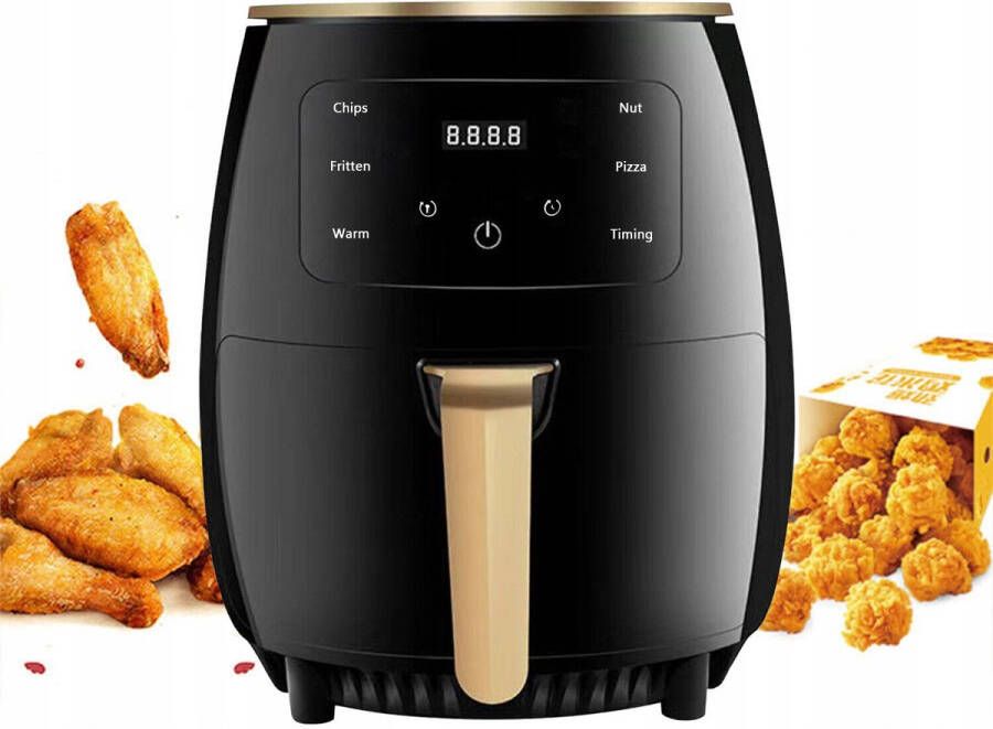 Bedee 4 5L 2400W Airfryer met LED-touchscreen Multifunctionele hetelucht Zwart voor het maken van gefrituurde kip frietjes en meer