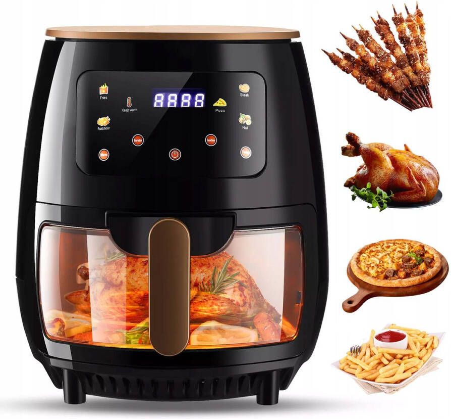 Bedee 6L 2400W Airfryer Uitgerust met 5 kookmodi Geavanceerd touchscreenmenu 360° heteluchtcirculatie Ingebouwde oververhittingsbeveiliging