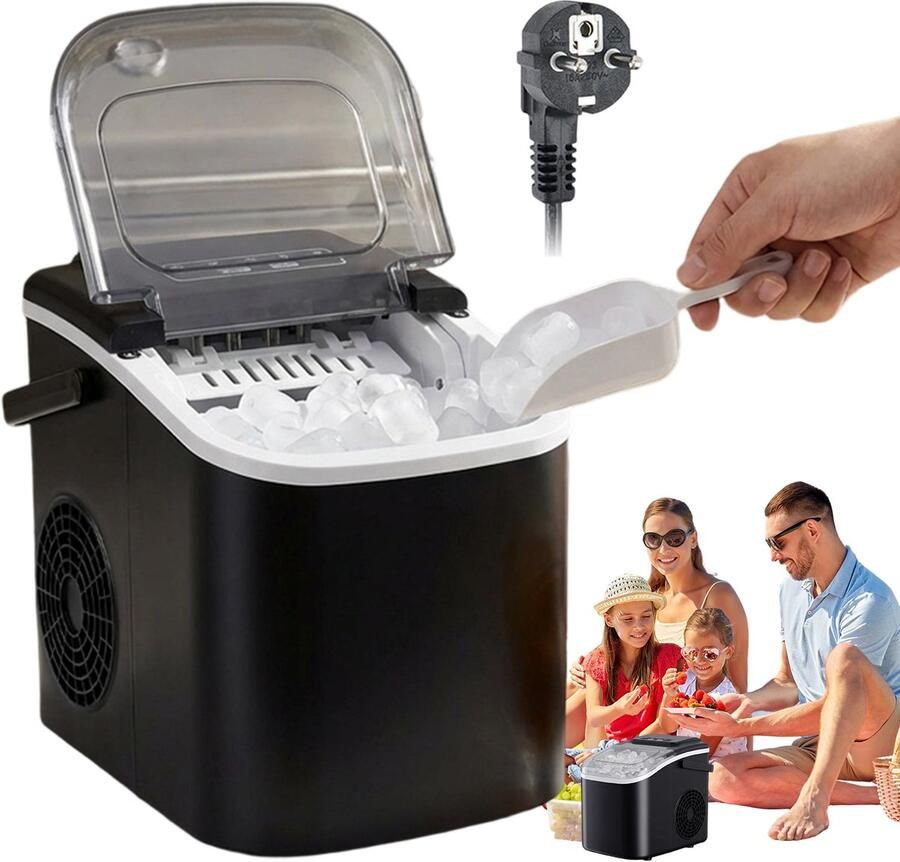 Bedee IJsblokjesmachine Draagbare IJsblokjesmaker Ijsblokmaker- 12 kg 24u 6 Min 1 2L Zelfreinigend 40 dB Stil Incl. Ijsschep en Uitneembare Ijsmand Voor Thuis Feestjes en Bar