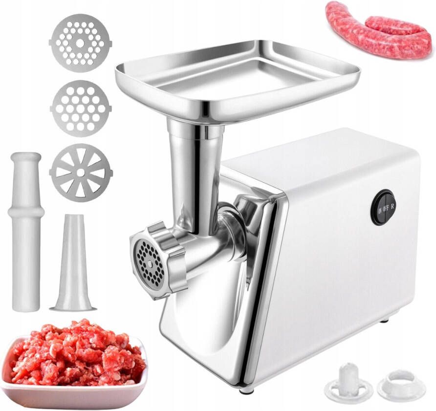 Bedee Multifunctionele elektrische vleesmolen Worstvulmachine met 3 geperforeerde schijven Verstelbare dikte Geschikt voor: Varkensvlees Rundvlees Champignons Paprika's Knoflook etc