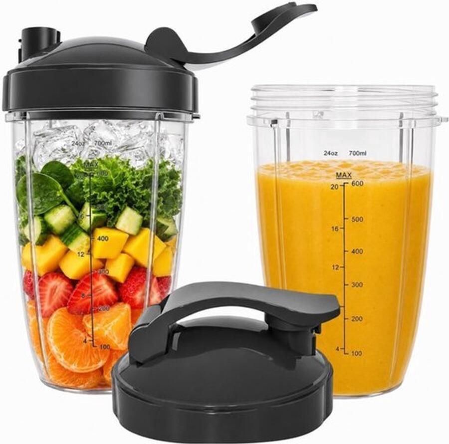 Beker voor Blender Compatibel met 600W en 900W 700ml Vervangbeker met To-Go Deksel Accessoire voor High-Speed Mixer en Smoothie Maker