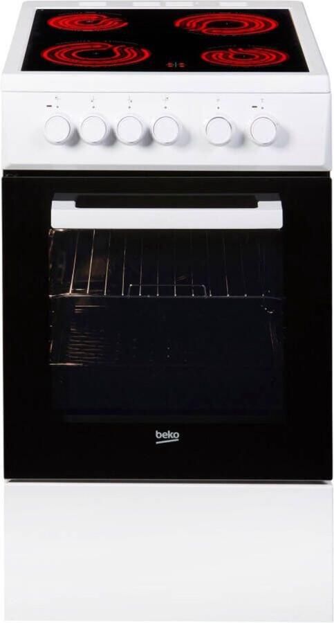 Beko FSS57000GW Elektrisch fornuis Vrijstaand Keramisch Zwart Wit Aantal branders kookzones: 4 zone(s)