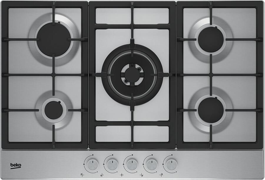 Beko HAW752C5SX Roestvrijstaal Ingebouwd 75 cm Gaskookplaat 5 zone(s)
