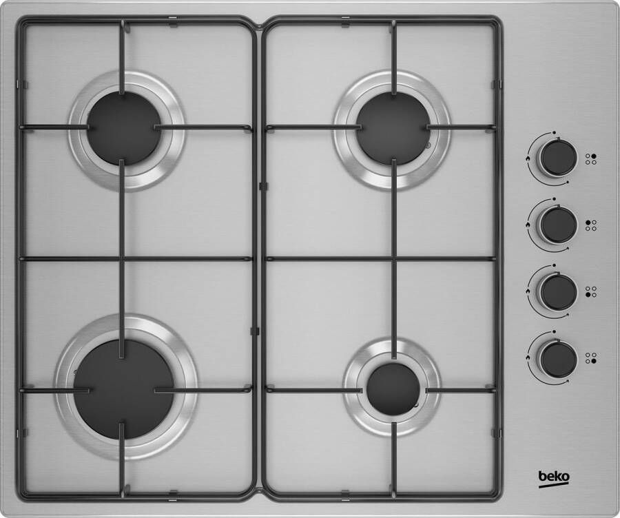 Beko gaskookplaat 60cm 4 RVS branders HIGG64123SX