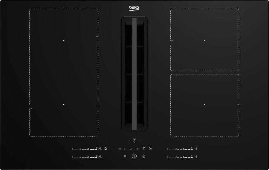 Beko HIXI 84700 UF Zwart Ingebouwd 80 cm Inductiekookplaat zones 4 zone(s) Inbouw afzuigkap