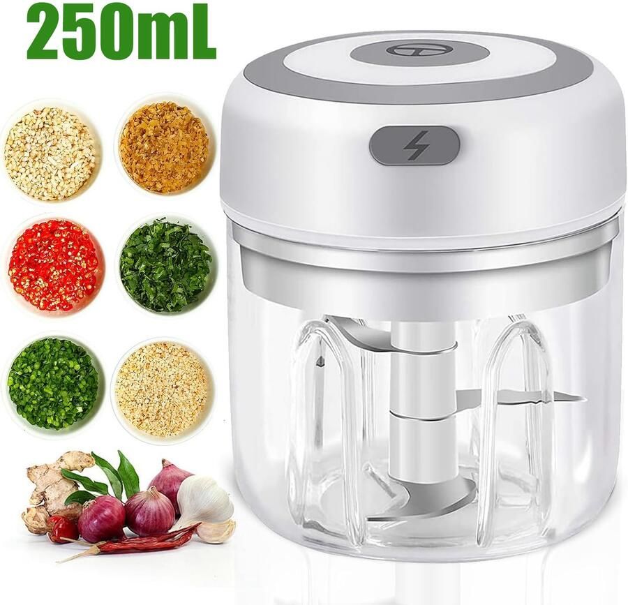 BENALLA 250ml Elektrische Mini-Hakmolen Oplaadbare Kleine Keukenmachine Uienpers Voor Knoflook Puree Ui Kruiden Groenten