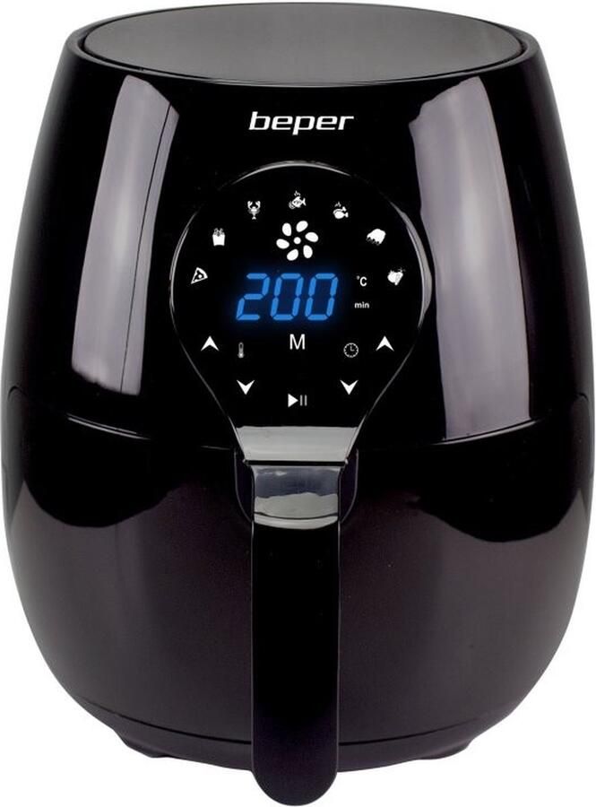 Beper P101FRI050 heteluchtfriteuse Frituren zonder olie 5 L Touch Panel 7 Vooraf ingestelde programma's Instelbaar tot 200°C Timer 60 minuten Automatische uitschakeling Zwart