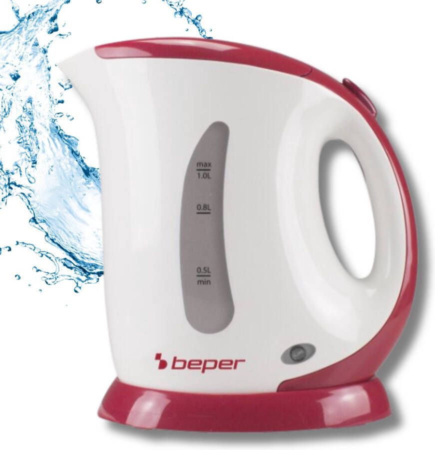 Beper Elektrische Waterkoker 1 Liter 900W Cool Touch Wit