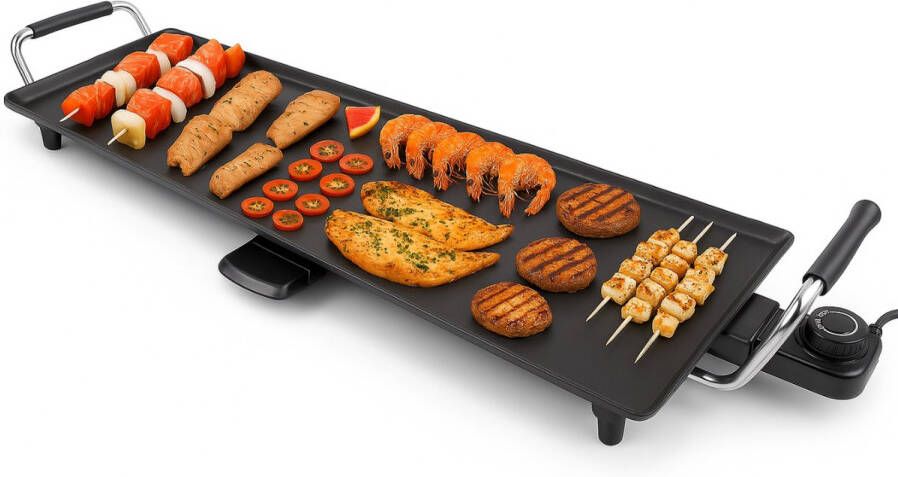 Beper 90.386 Teppanyaki Bakplaat 70.5x23.5 cm Teppanyaki Bakplaat Elektrische Grillplaat Japanse Bakplaat Tafelgrill Teppanyaki Grill