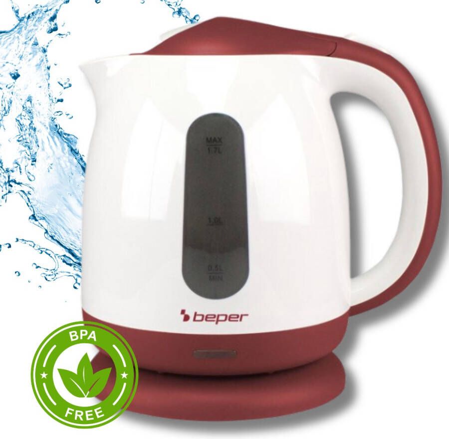 Beper Waterkoker Snoerloos te gebruiken 1.7 Liter 2200W 360° draaibaar Wit