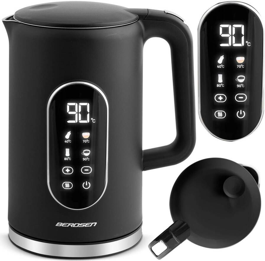 Berdsen BD-712 Elektrische Waterkoker 1 7L in Zwart en Zilver