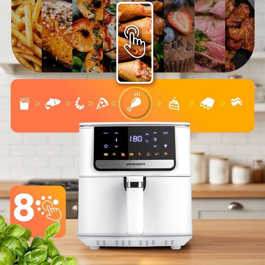 Berdsen BD-662 Serie Airfryer 1700W 6 5L Wit