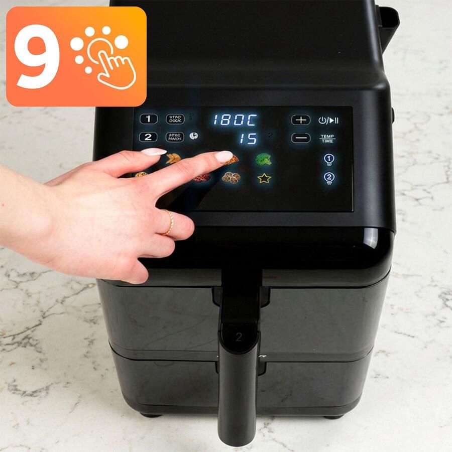 Berdsen BD-663 Serie Dubbele Heteluchtfriteuse 11.6L 3000W Zwart Zilver
