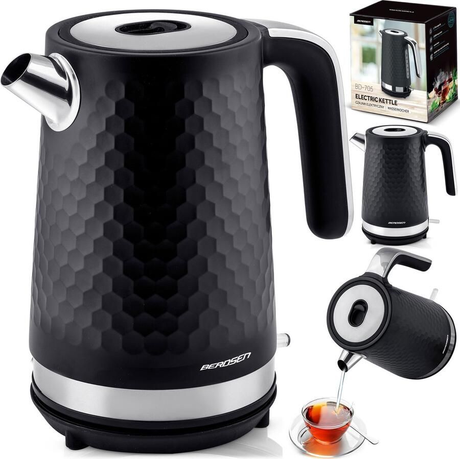 Berdsen BD-705 waterkoker 1 7l zwart en zilver