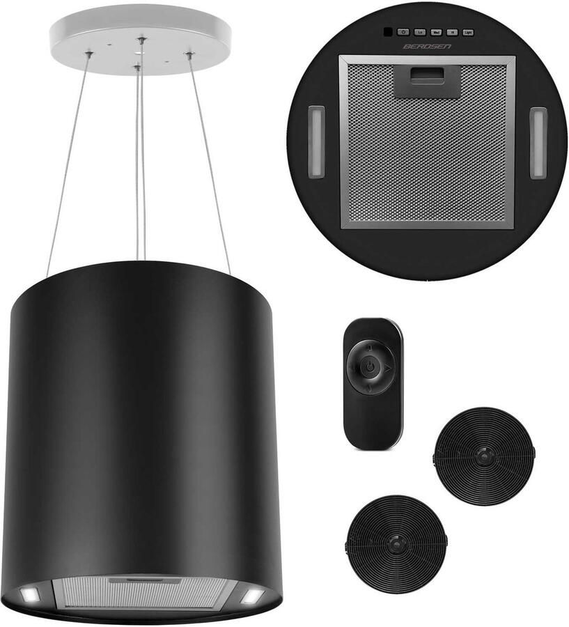 Berdsen BT-227 – Design Eilandafzuigkap – 35 cm – Zwart