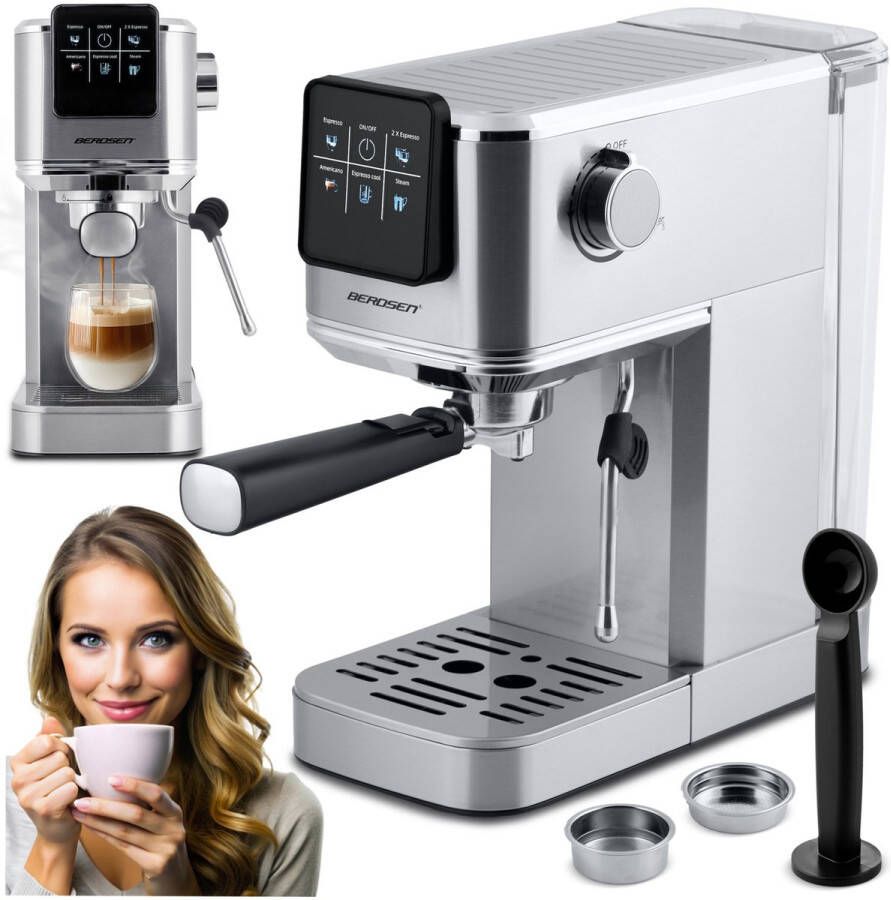 Berdsen Espressomachine met portafilter 20 bar BD-770 zilver
