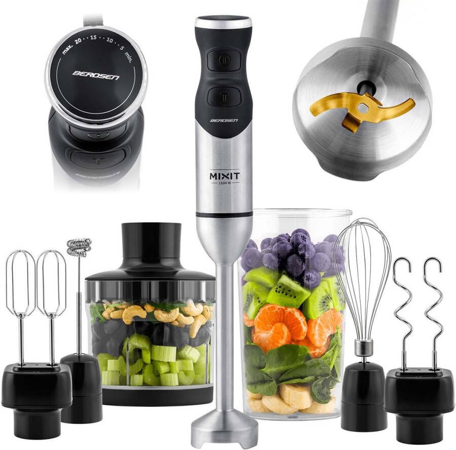 Berdsen 375300 Hand Blender 1500W Turbo Functie Titaan Mes