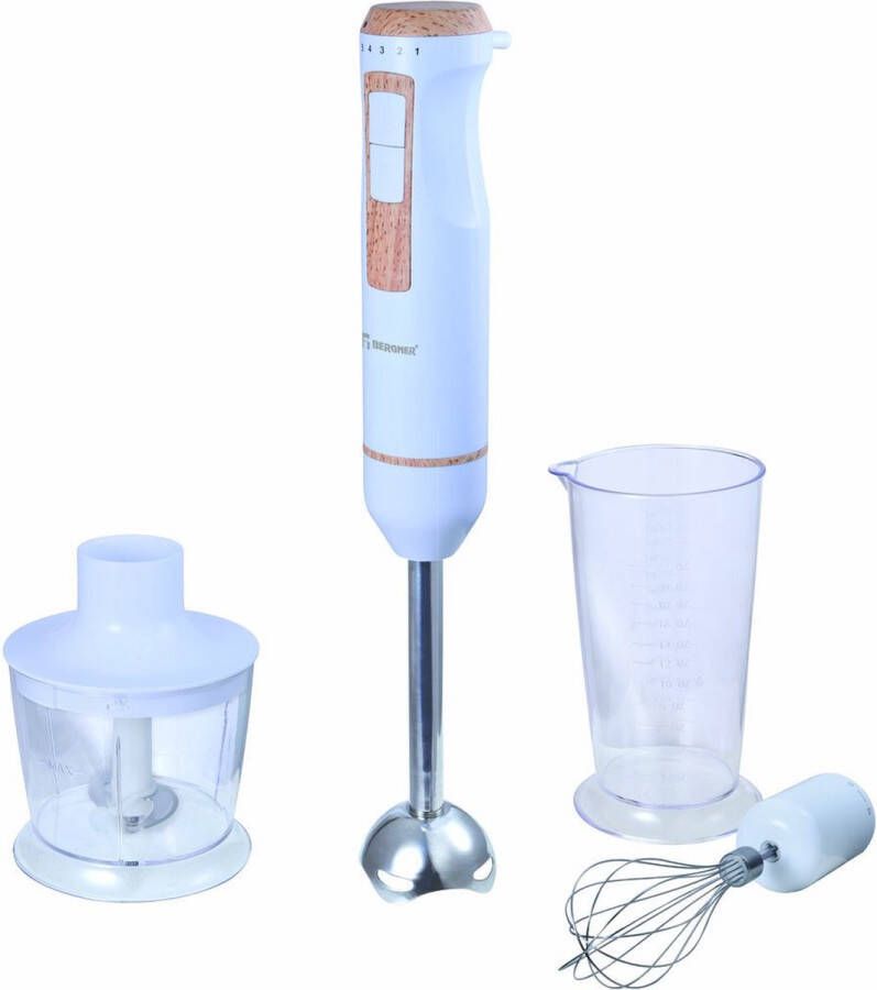 Bergner Multifunctionele Staafmixer met Accessoires Naturally 800 W Wit