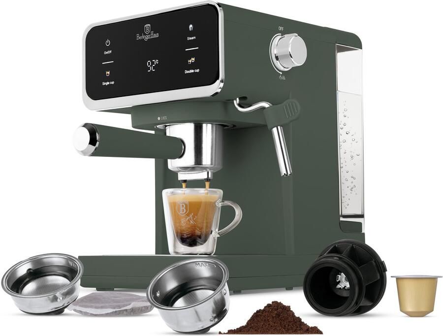 Berlinger Haus Berlingerhaus 9853 Espresso koffie Senseo Touchscreen Machine Matt Green Collection