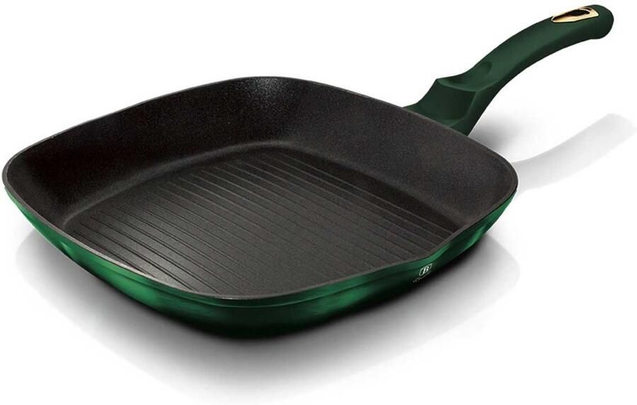 Berlinger Haus Emerald Serie Titaan Grillpan 28cm Groen Soft Touch Handgreep