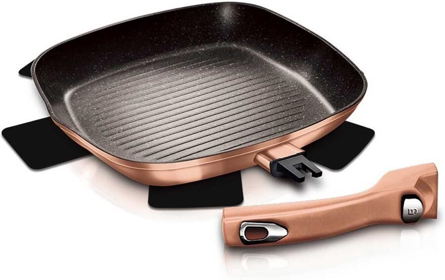 Berlinger Haus Metallic Serie Grillpan 28cm Rose Goud Afneembare Handgreep