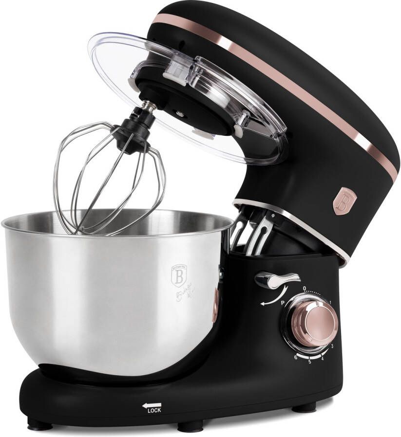 Berlinger Haus Keukenmachine 1300W Keukenrobot Keukenmixer met RVS Mengkom 6L Zwart Rose Goud