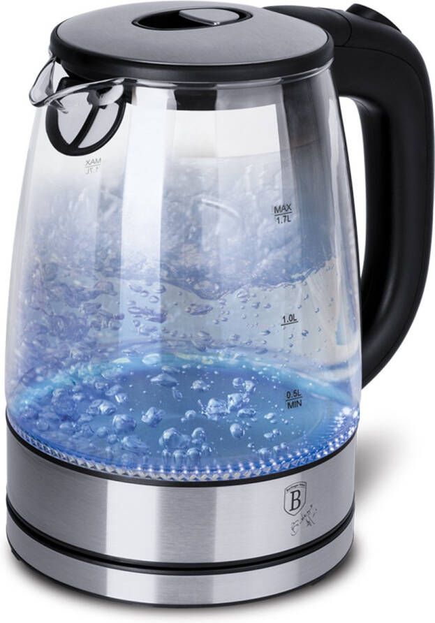 Berlinger Haus Waterkoker Glas Elektrisch 1 7L Retro met LED 2200W Glazen Waterkoker RVS