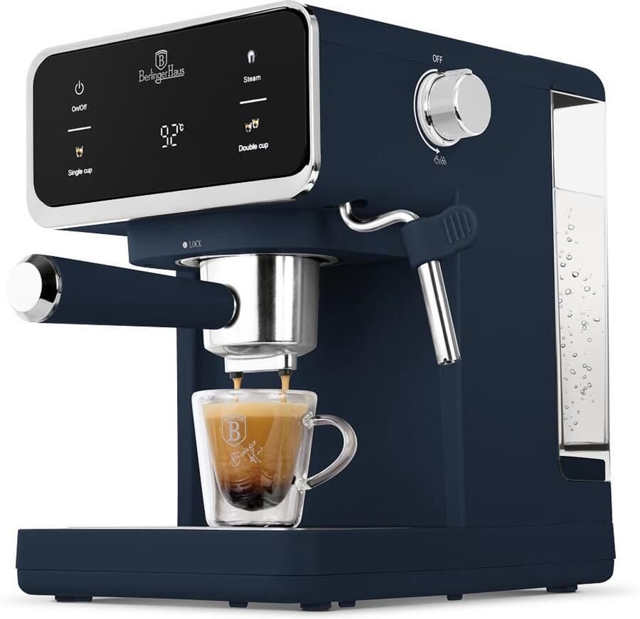 BerlingerHaus 9853 Espresso koffie Senseo Touchscreen Machine Deep Blue Collection