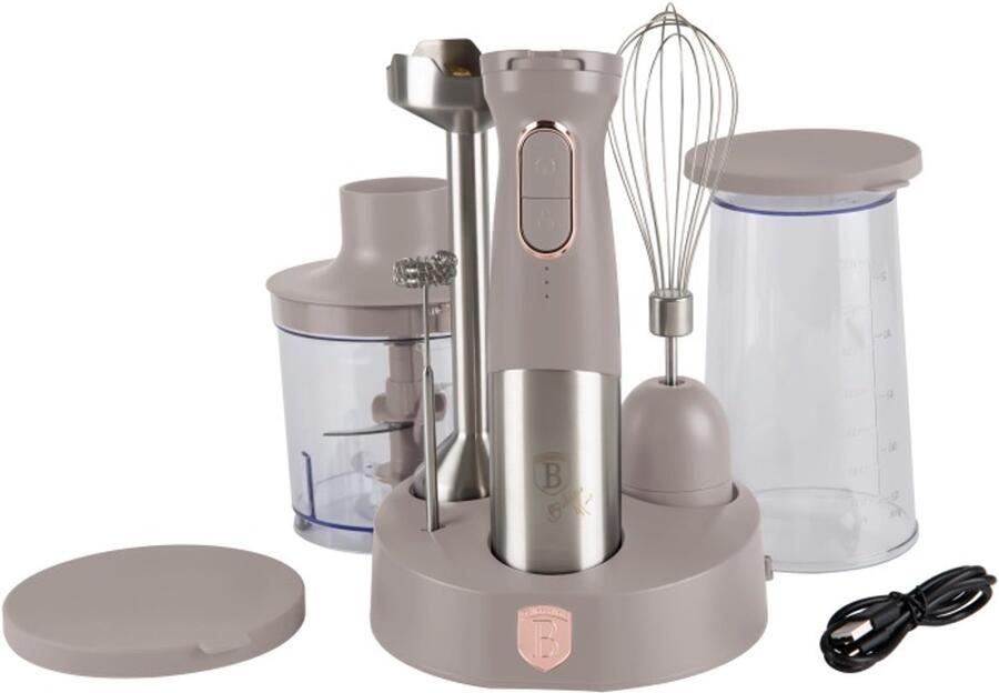 BerlingerHaus Berlinger Haus Draadloze Staafmixer set Taupe – 6-in-1 – 800 W