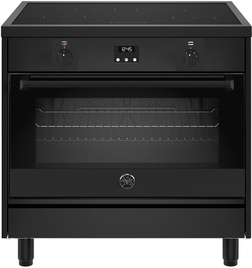 Bertazzoni La Germania Bertazzoni MPL94IT1ETNE2 Inductie Fornuis 90 cm Flexzone 2- of 3-fase Aansluiting 117L Oven Mat zwart