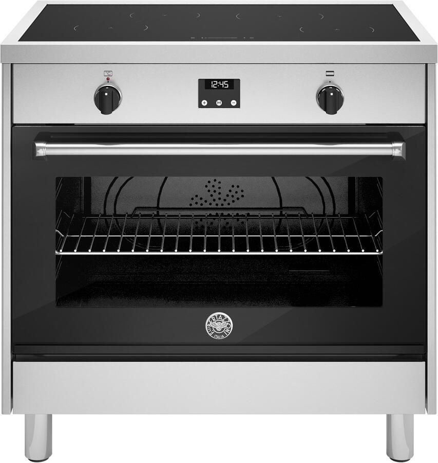 Bertazzoni La Germania Bertazzoni MPL94IT1EXE Inductie Fornuis 90 cm Flexzone 2- of 3-fase Aansluiting 104L Oven RVS
