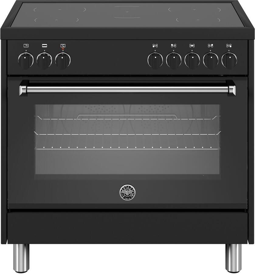 Bertazzoni La Germania Bertazzoni MPL95I1ENNE Inductie Fornuis 90 cm Zwart 5 Kookzones 117L Multifunctionele Oven Energieklasse A