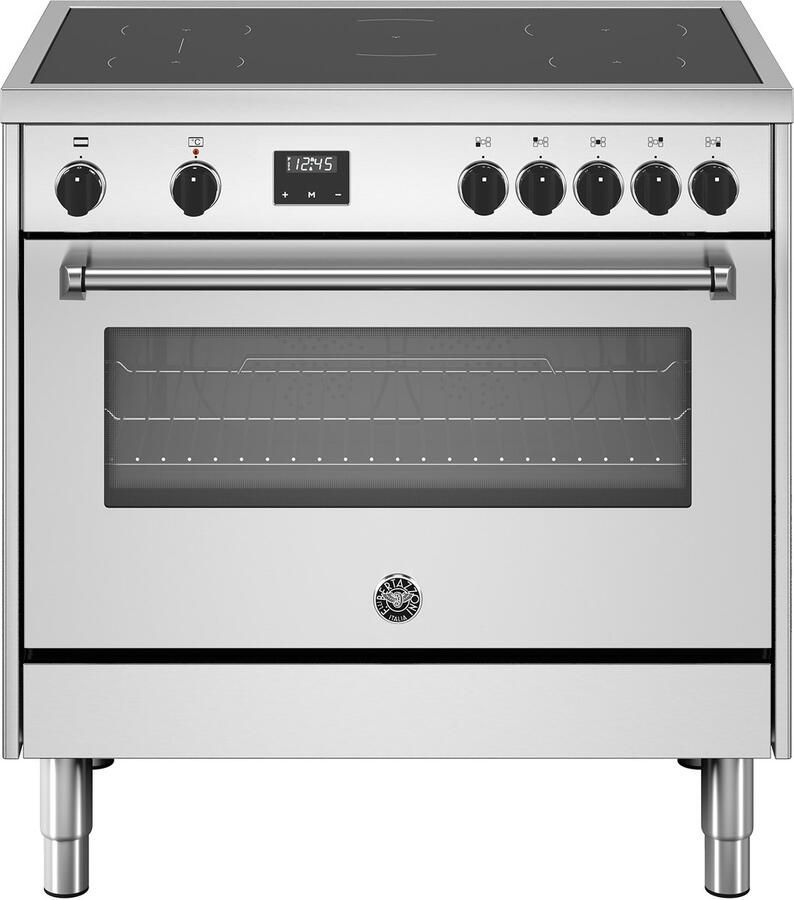 Bertazzoni La Germania Bertazzoni MPL95I1EXC Inductie Fornuis 90 cm 5 Kookzones Bridgezone 117L Multifunctionele Oven RVS
