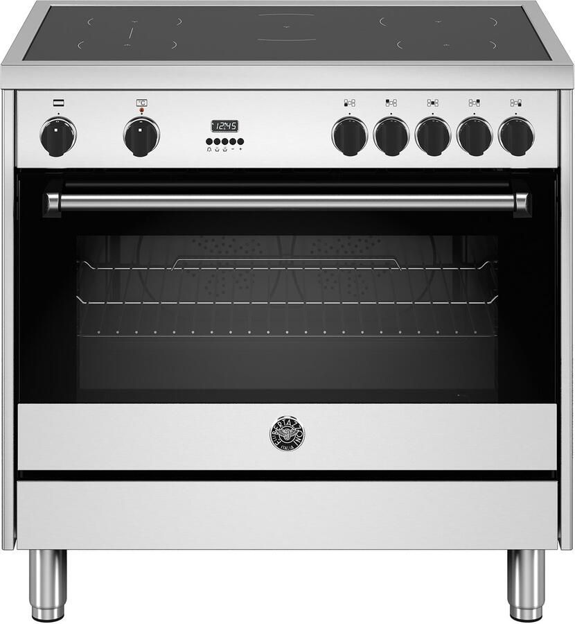 Bertazzoni La Germania Bertazzoni MPL95I1EXV Inductie Fornuis 90 cm 5 Kookzones Bridgezone 117L Multifunctionele Oven RVS