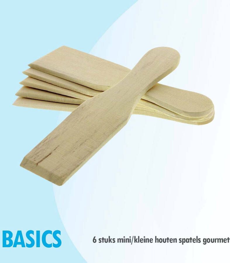 Bertje Budget Basics 6 stuks mini kleine houten spatel geschikt voor gourmet bakplaat pan raclette