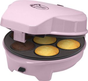 Bestron 3-in-1 cakemaker in retro-design met 3 verwisselbare bakplaten: donut- cupcake- en cakepopmaker met indicatielampje & antiaanbaklaag 700 watt roze