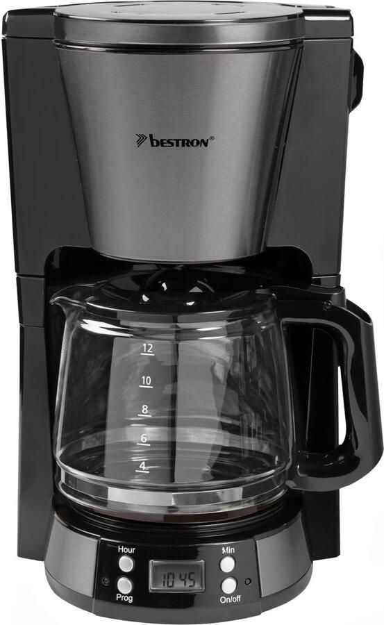 Bestron ACM800TG Koffiezetapparaat – 1 5L Glazen Kan – 1000W – Timerfunctie – 10‑12 Koppen – RVS Afwerking - Foto 2