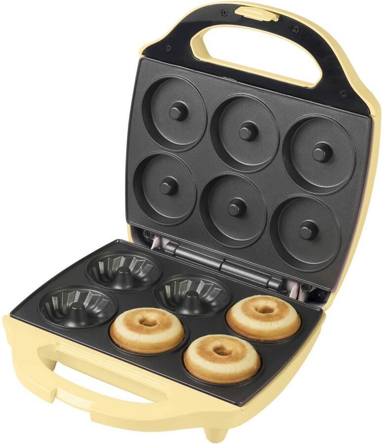 Bestron Cake Maker in tulbandvorm wafelijzer voor 6 mini tulband cakes met antiaanbaklaag & indicatielampje 900 Watt geel - Foto 1