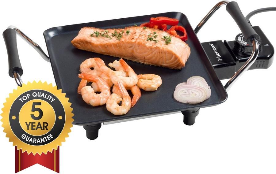 Bestron Teppanyaki Bakplaat voor 2 Personen Tafelgrill Elektrisch met Antiaanbaklaag Grillplaat van 1000W zwart - Foto 2