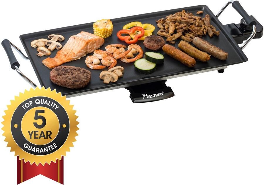 Bestron ABP602 Teppanyaki Bakplaat voor 4 Personen Tafelgrill electrisch met antiaanbaklaag Grillplaat met 2000W zwart - Foto 2