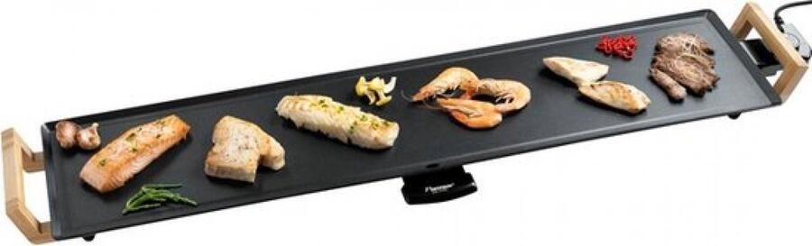 Bestron elektrische XXXL Grillplaat voor 10 Personen Teppanyaki Bakplaat met antiaanbaklaag & bamboe handgrepen in aziatisch design 2000W zwart - Foto 2